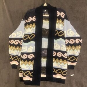 Vintage JJ Browne Cardigan USA 100% Acrylic M Multi color swirl Sweater  80s